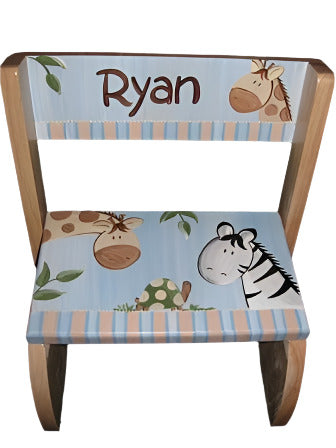 Blue Animal Safari Personalized Flip stool