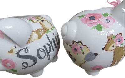 Bailey Bear Floral Piggy Bank