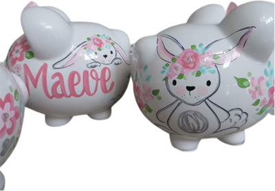 Floral Bunny Piggy bank