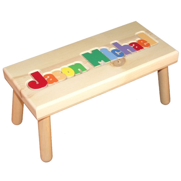 Personalized Puzzle step stool large SOLID wood