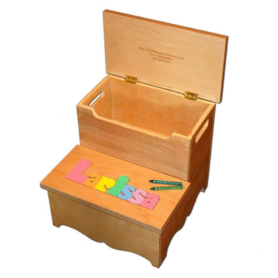 Personalized Puzzle Flip Top Two step SOLID wood stool