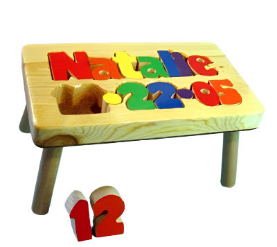 personalized puzzle step stool Nat Birthdate