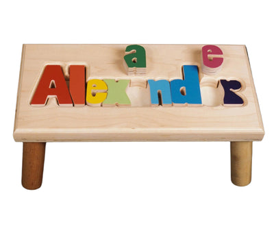 personalized puzzle step stool nat maple