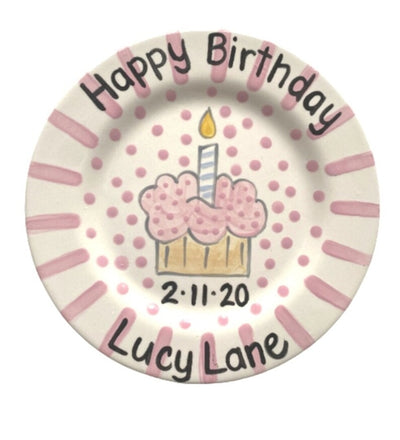 Happy Birthday Ceramic Plate Girl Pink