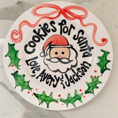 Santa Cookie Ceramic plate personalized with Holly