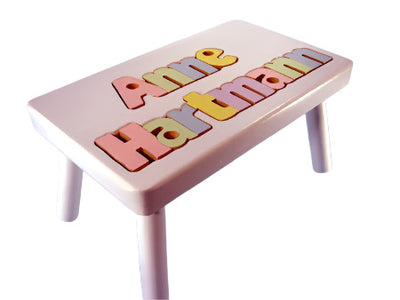 White Double Name stool