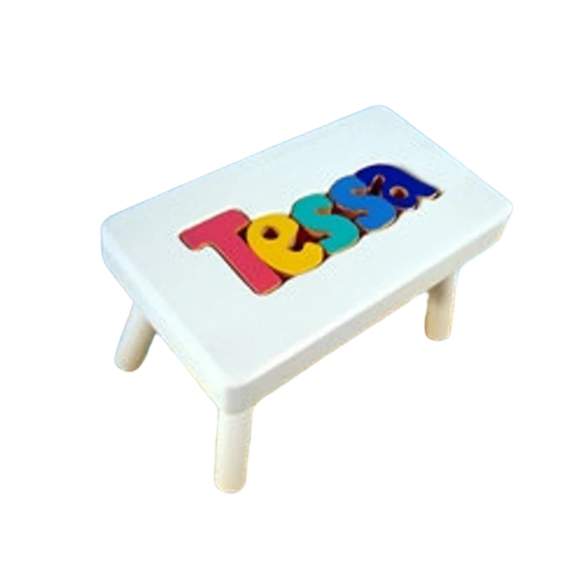 personalized puzzle step stool white
