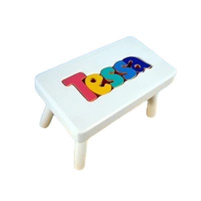 personalized puzzle step stool white