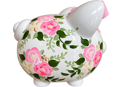Juliet pink Gold Floral Piggy bank