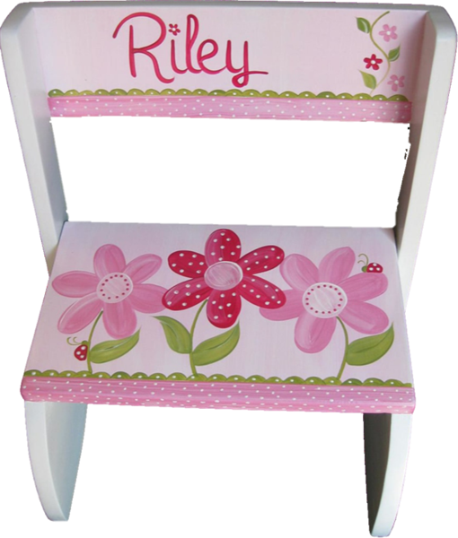 Delicate Pink Daisy Garden flip stool