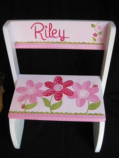 Delicate Pink Daisy Garden flip stool