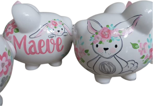 Floral Bunny Piggy bank