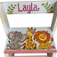 Blue happy Safari Flip step stool elephant lion giraffe