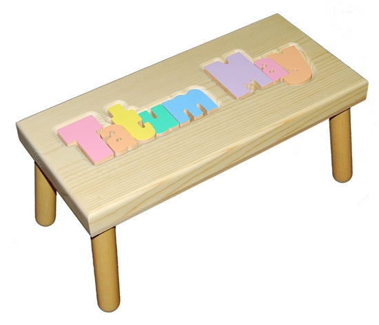 Personalized Puzzle step stool large SOLID wood