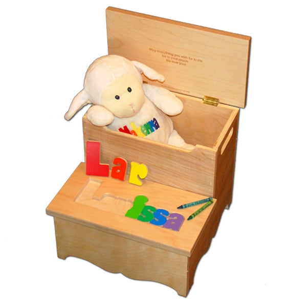 Personalized Puzzle Flip Top Two step SOLID wood stool