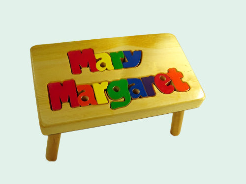 personalized puzzle step stool Natural Double Name