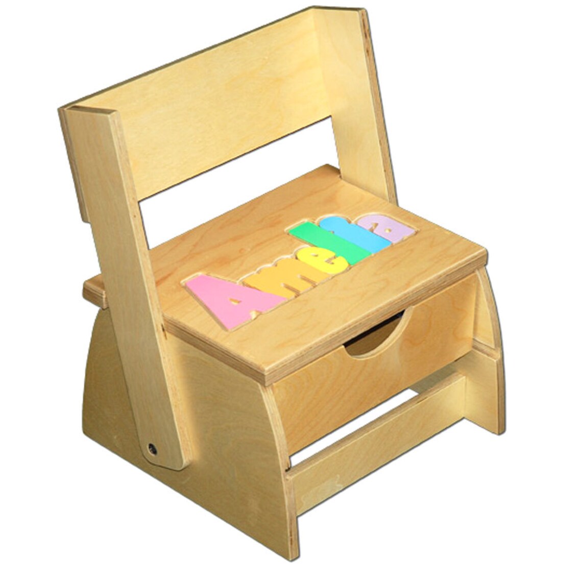 Personalized Puzzle step N store SOLID wood stool