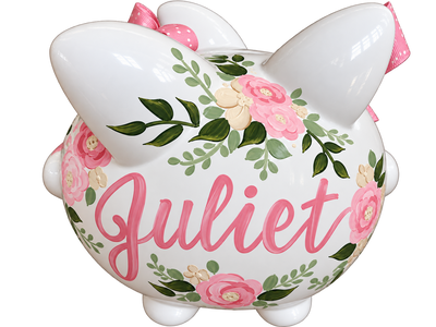 Juliet pink Gold Floral Piggy bank