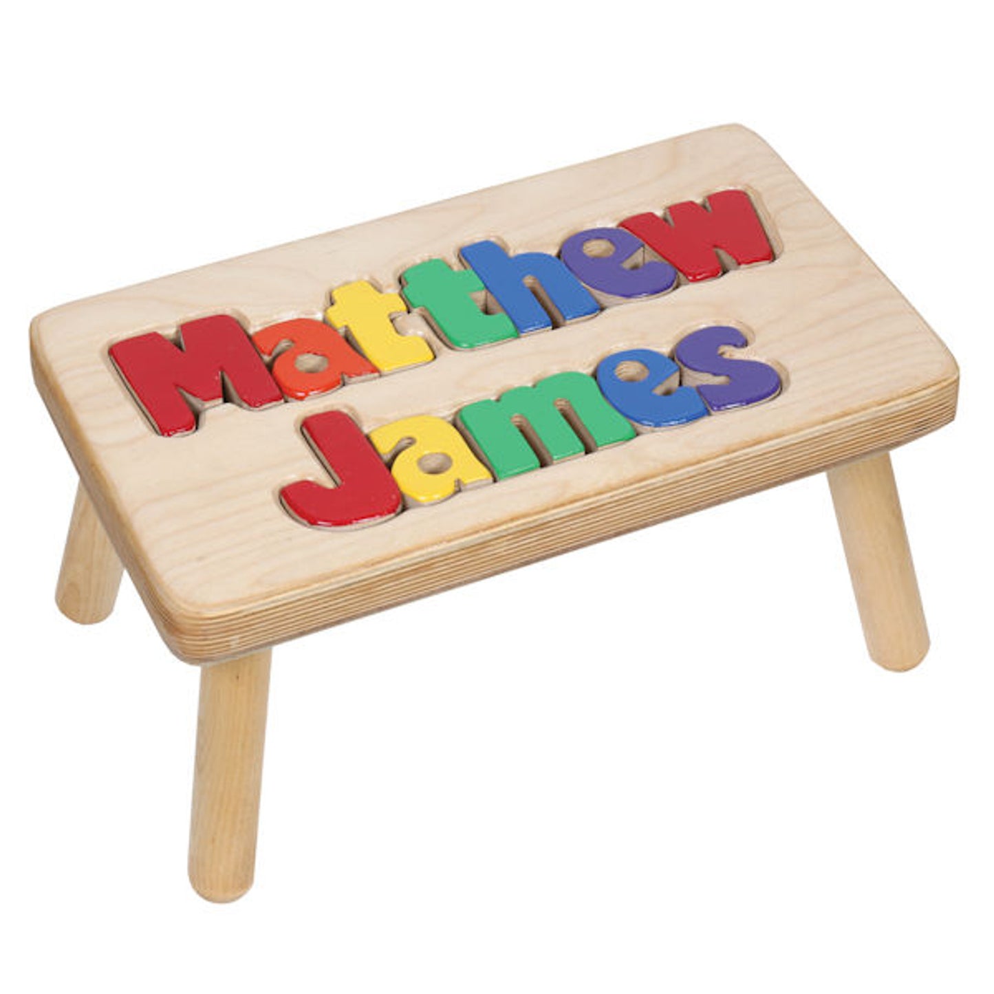 personalized puzzle step stool Natural Double Name
