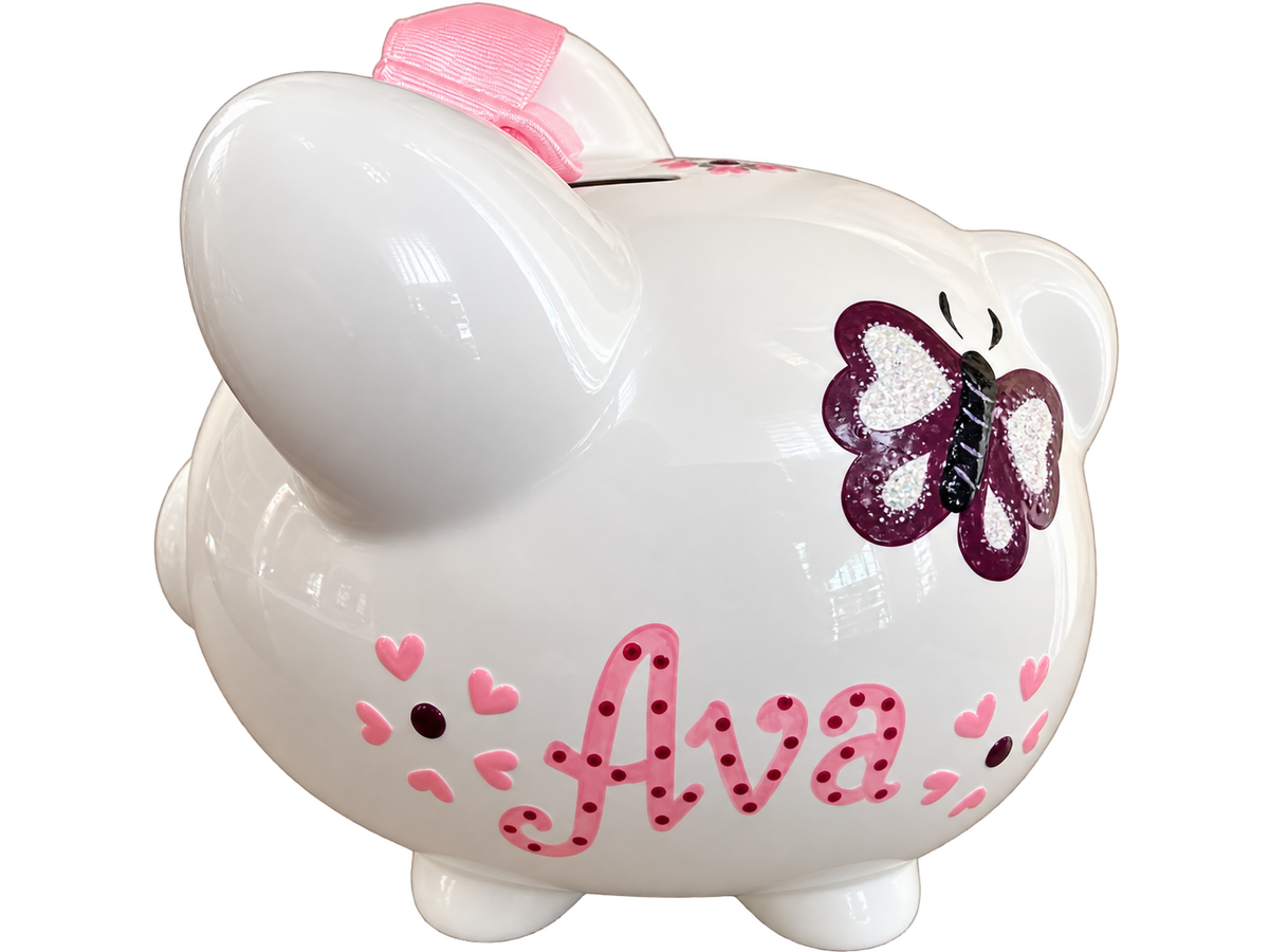 Pink Butterfly Piggy bank